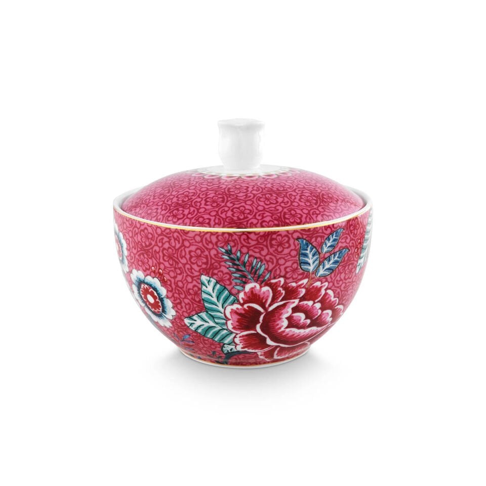 Kırmızı Porselen Şekerlik 300 ml Flower Festival Collection by Pip Studio