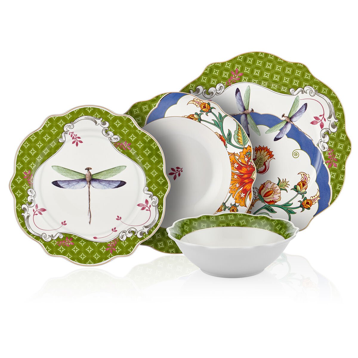 Yeşil Porselen Yemek Takımı Allure Collection by Chiara Alessi