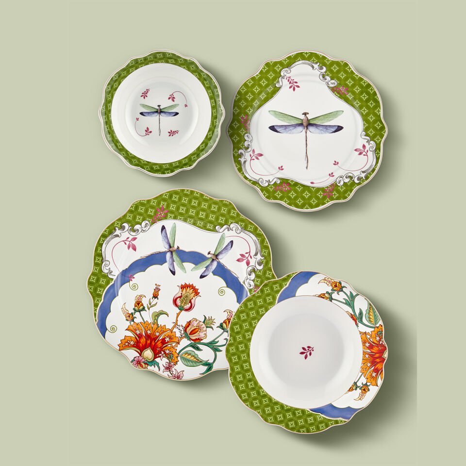 Yeşil Porselen Yemek Takımı Allure Collection by Chiara Alessi
