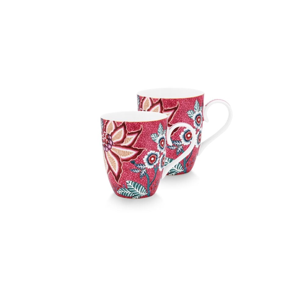Kırmızı Porselen Kupa Seti 350 ml Flower Festival Collection by Pip Studio
