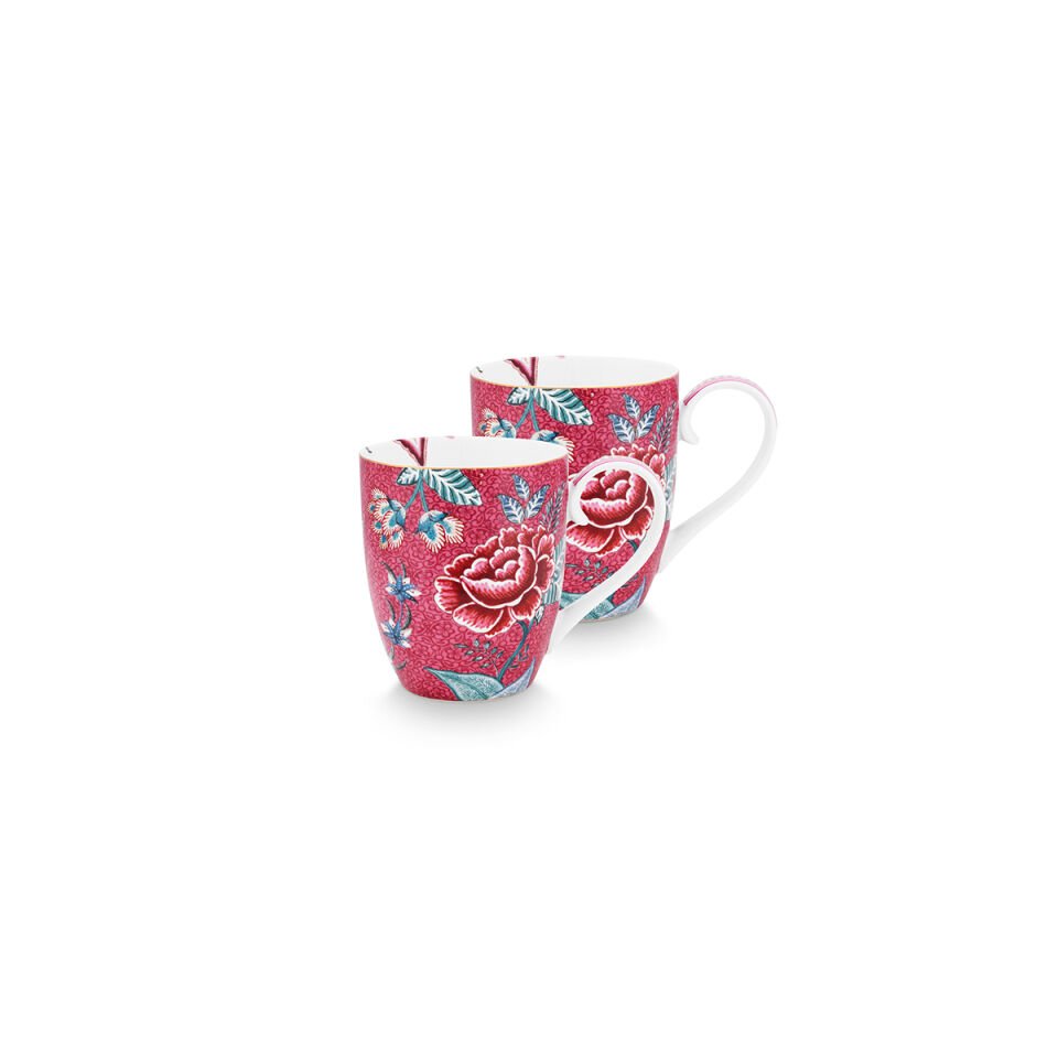 Kırmızı Porselen Kupa Seti 350 ml Flower Festival Collection by Pip Studio