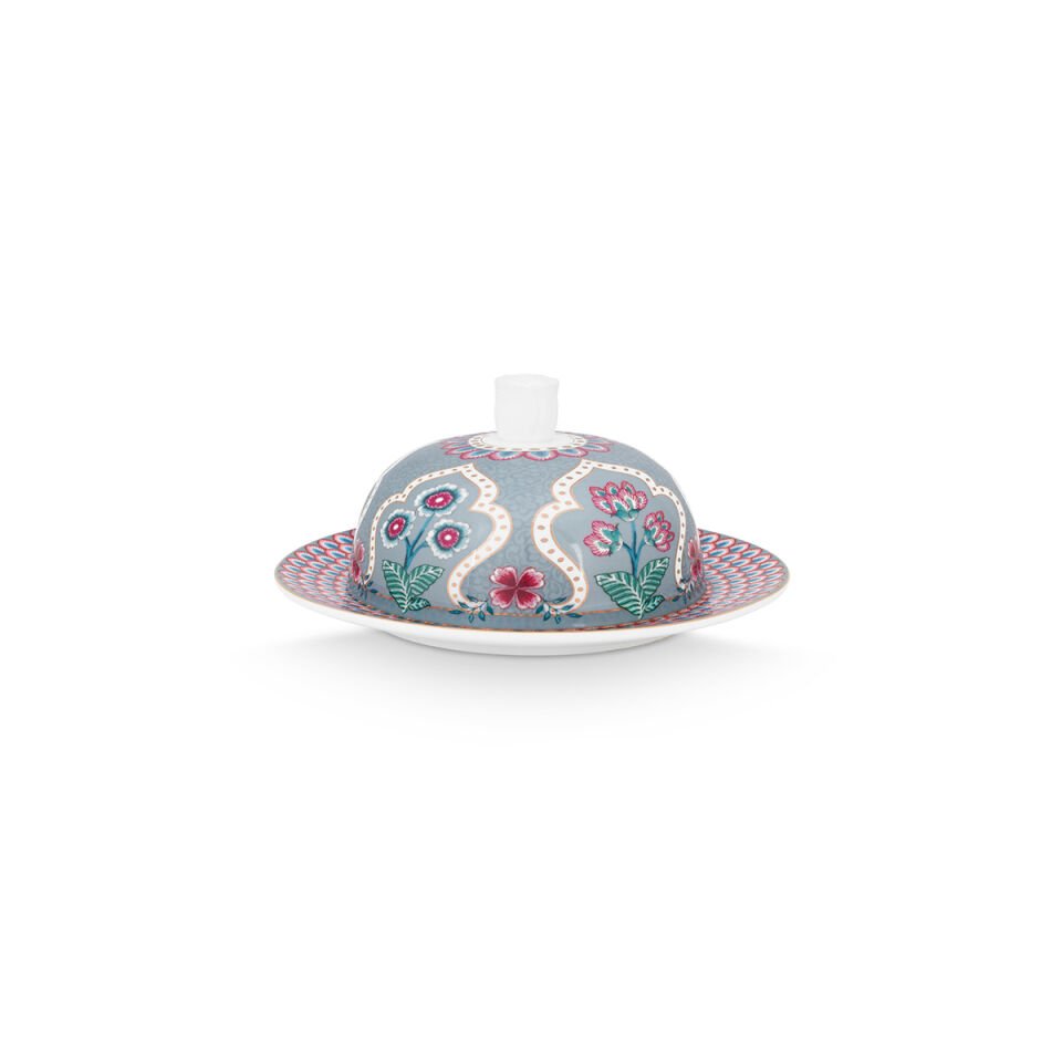 Mavi Porselen Tereyağlık 17 cm Flower Festival Collection by Pip Studio