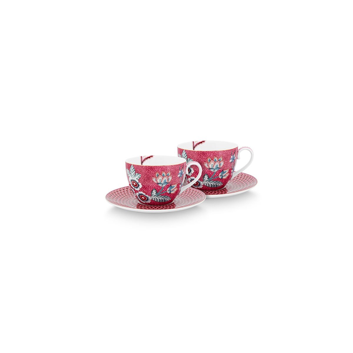 Kırmızı Porselen Çay Fincan Seti 280 ml Flower Festival Collection by Pip Studio