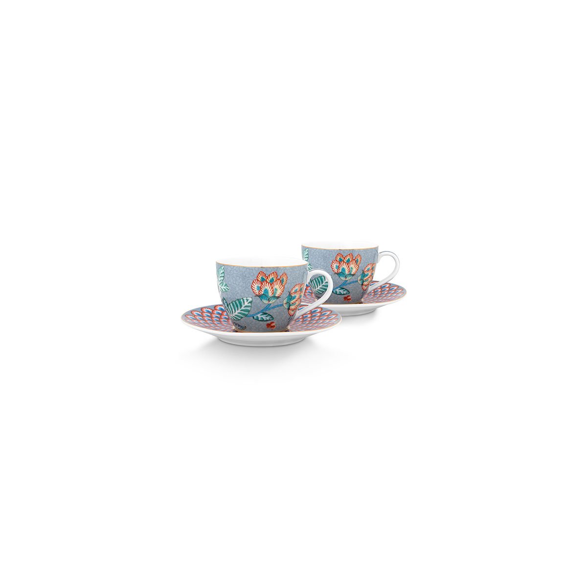 Mavi Porselen Kahve Fincan Seti 120 ml Flower Festival Collection by Pip Studio