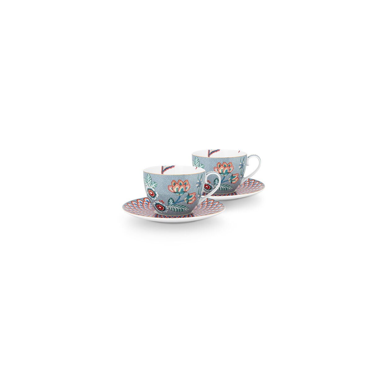 Mavi Porselen Çay Fincan Seti 280 ml Flower Festival Collection by Pip Studio