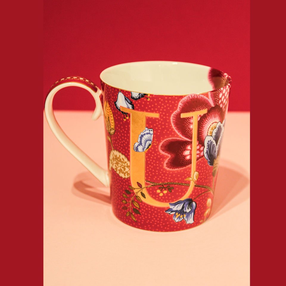 Kırmızı Porselen Kupa 350 ml Alphabet U Collection by Pip Studio