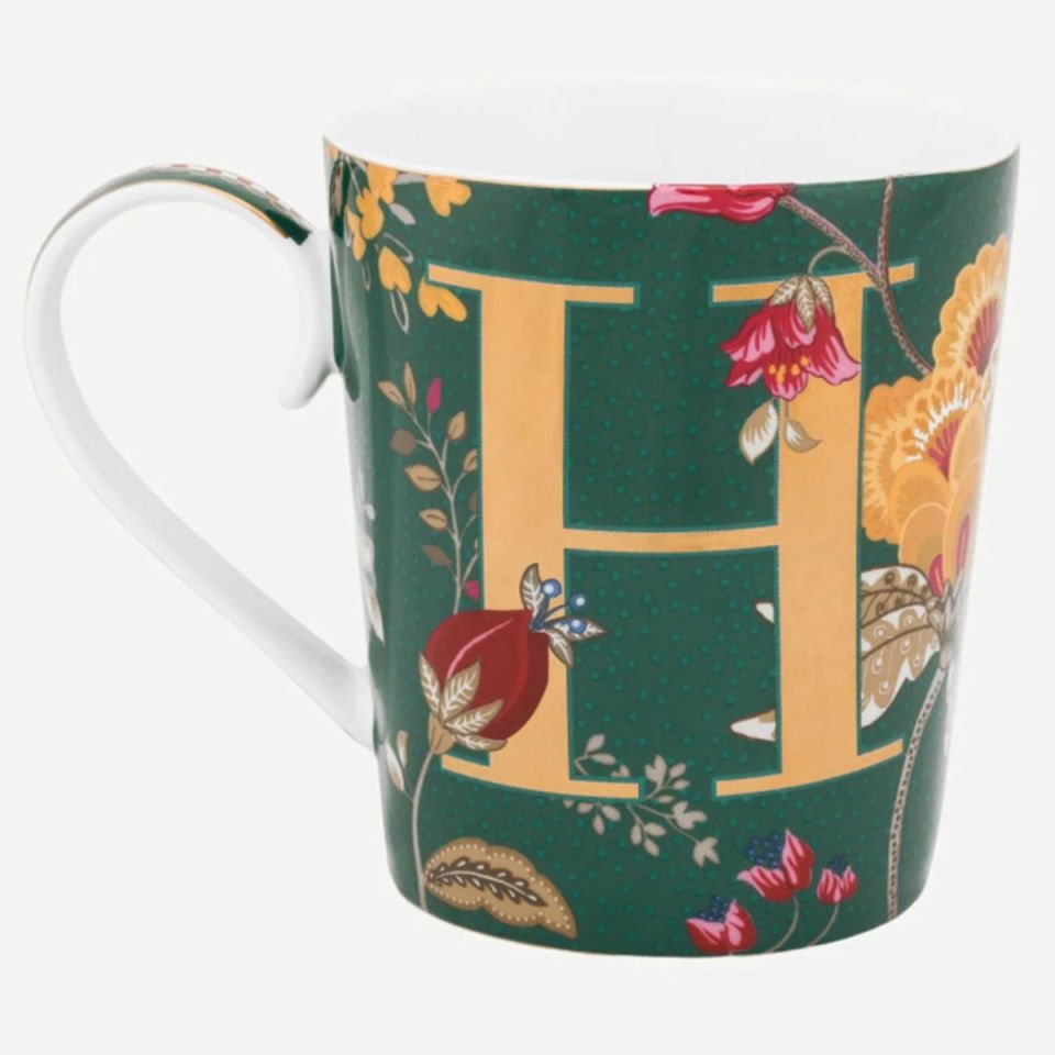 Yeşil Porselen Kupa 350 ml Alphabet H Collection by Pip Studio