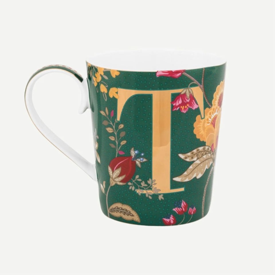 Yeşil Porselen Kupa 350 ml Alphabet T Collection by Pip Studio