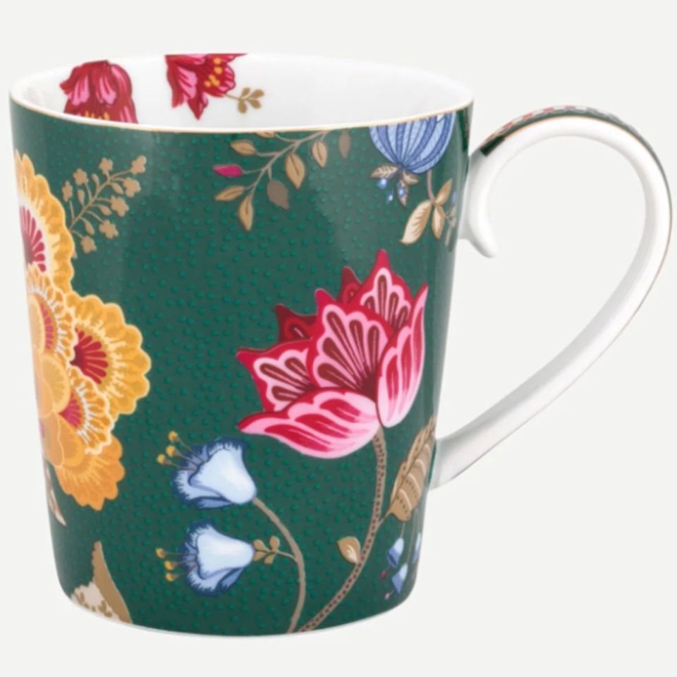 Yeşil Porselen Kupa 350 ml Alphabet T Collection by Pip Studio