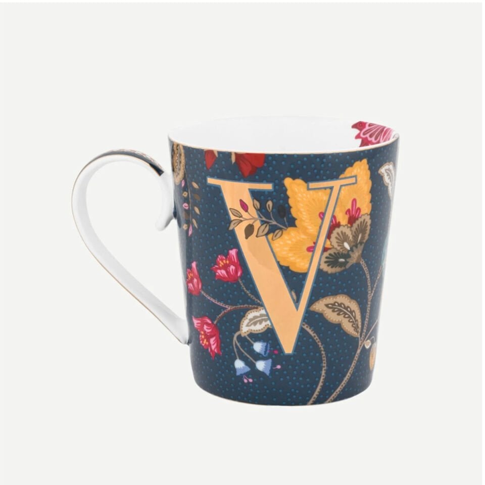 Mavi Porselen Kupa 350 ml Alphabet V Collection by Pip Studio