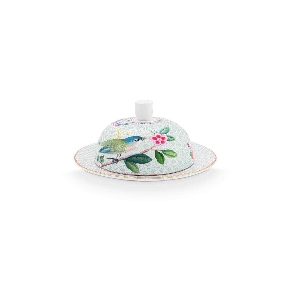 Beyaz Porselen Tereyağlık 17 cm Blushing Birds Collection by Pip Studio