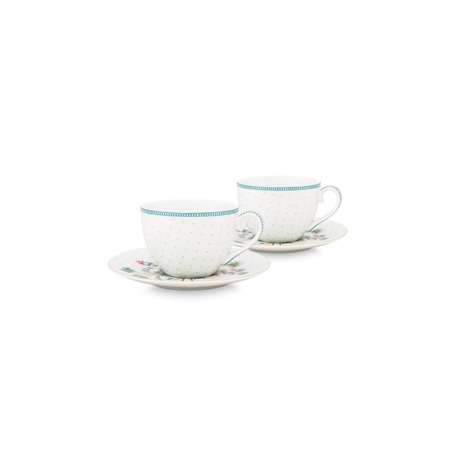 Beyaz Porselen Çay Fincan Seti 280 ml Jolie Collection by Pip Studio