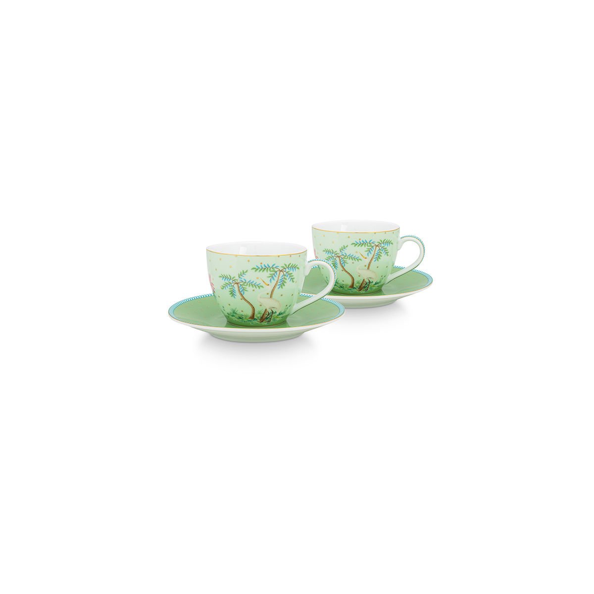 Yeşil Porselen Kahve Fincan Seti 120 ml Jolie Collection by Pip Studio