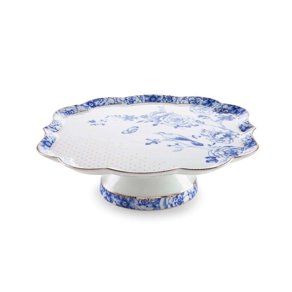 Mavi Beyaz Porselen Kek Standı 24 cm Royal White Collection by Pip Studio