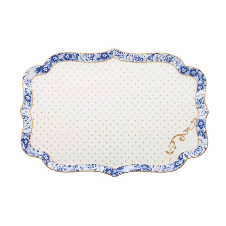 Mavi Beyaz Porselen Tepsi 26 cm Royal White Collection by Pip Studio