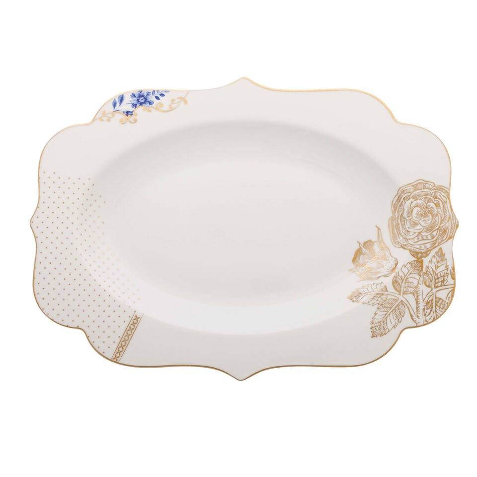 Mavi Beyaz Porselen Servis Tabağı 40 cm Royal White Collection by Pip Studio