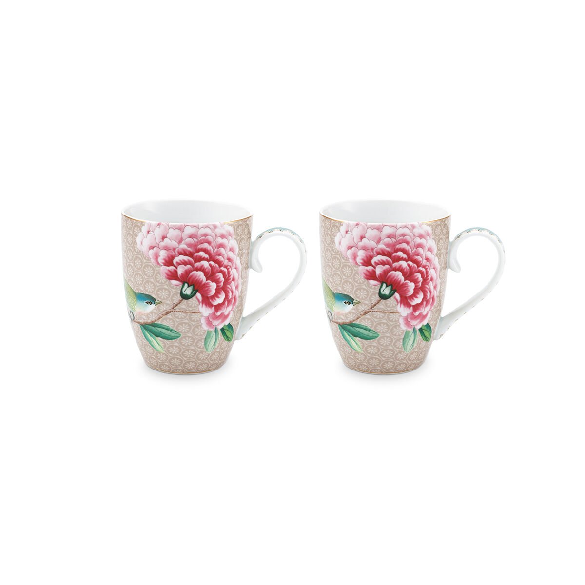Haki Porselen Kupa Seti 350 ml Blushing Birds Collection by Pip Studio