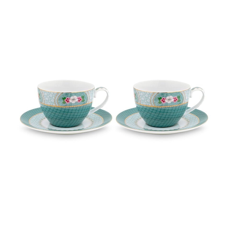 Mavi Porselen Çay Fincan Seti 280 ml Blushing Birds Collection by Pip Studio